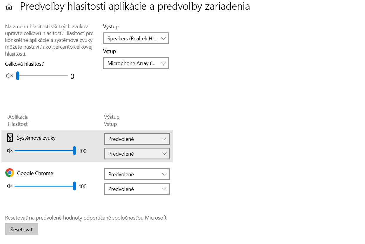 hlasitost predvolby